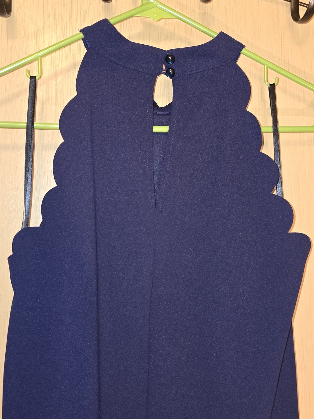 BCX Navy Scalloped Halter Mini Dress